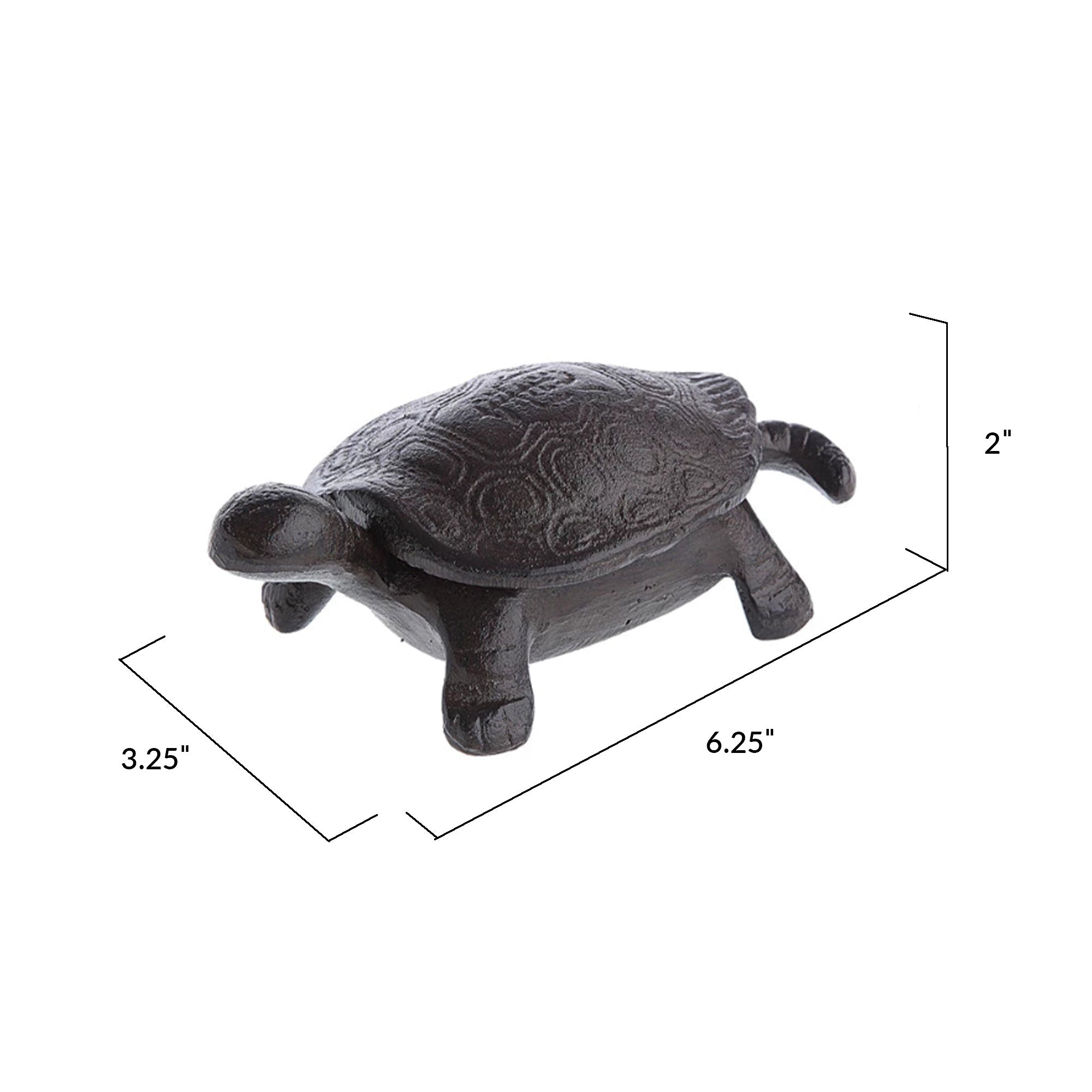 Decorative cast iron tortoise-shaped key box in black color.